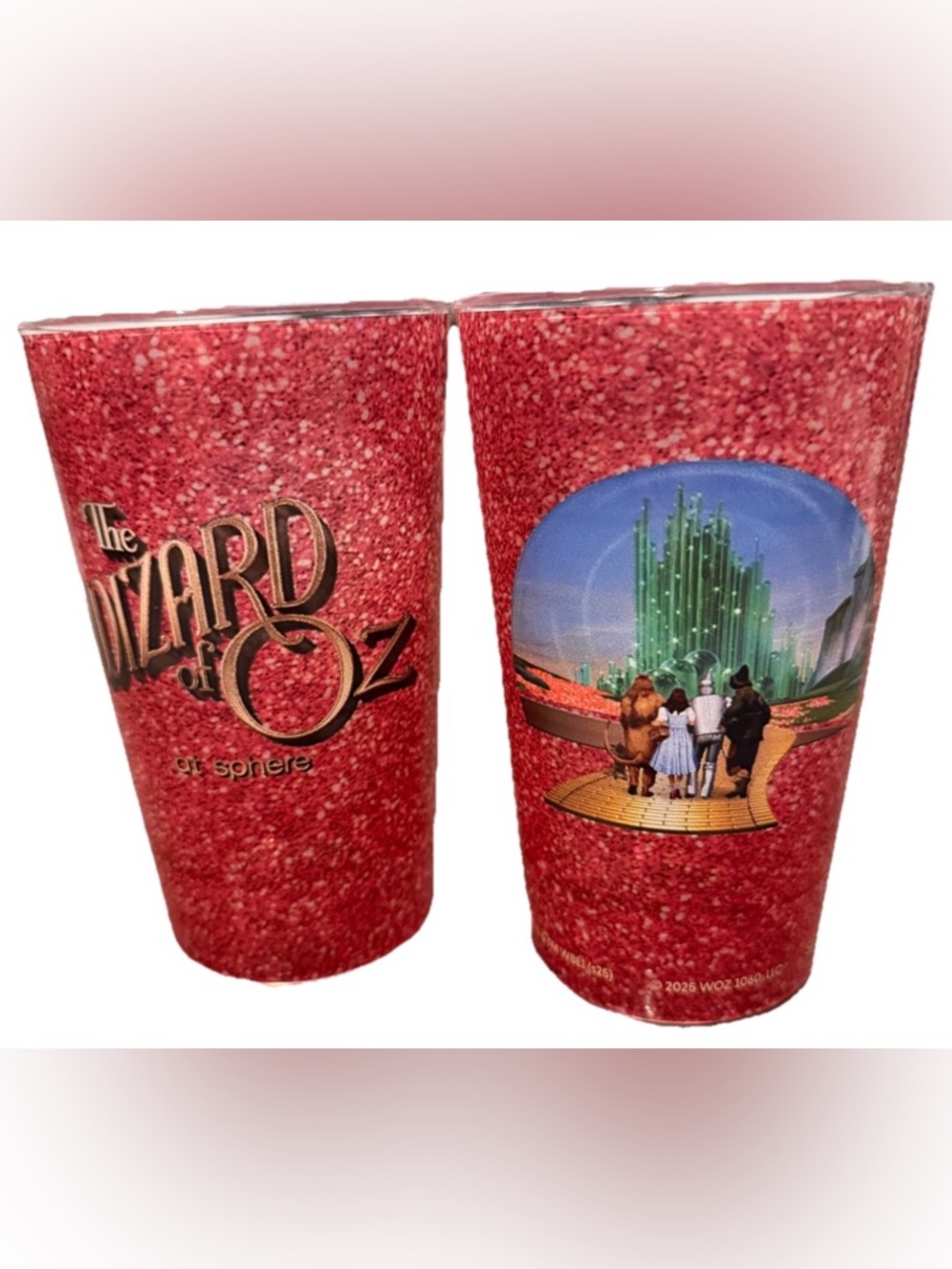 Wizard Of Oz Sphere Las Vegas Souvenir Collectible Cups Set Of 2 Red Ruby EUC